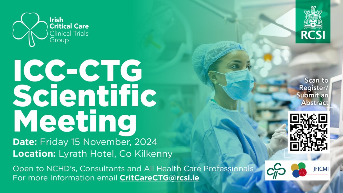 📢Reminder registration and abstract submission is now open for the ICC-CTG Scientific Meeting which will take place on Friday the of 15th November in Lyrath Estate. Open to NCHDs, Consultants and All Health Care Professionals forms.office.com/e/YTxH75Meit