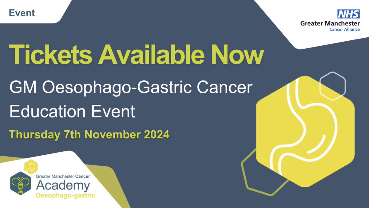 Have you secured your FREE space for the #OesophagoGastricCancer Education Event on the 7-Nov? 

Join us for an interactive, system wide event designed to provide updates in OG cancer management from across GM. 

Register here 👉 bit.ly/4dQO9O3
