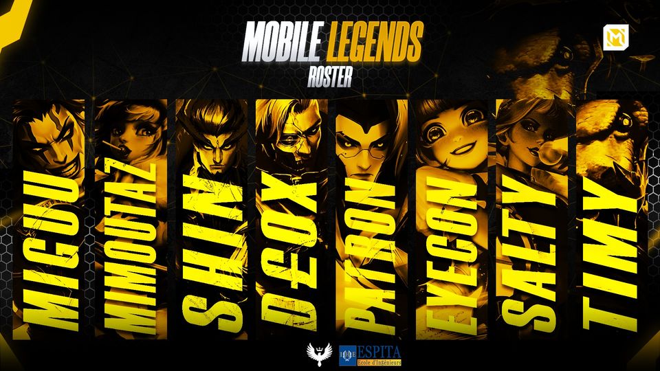 We’re excited to introduce our Eagle Squad, an unstoppable MLBB roster ready to conquer the battlefield with precision, power, and poise. 
Meet the Eagles 
MIGUU
MIMOUTAZ
SHIN
DEOX
PATRON
EYECON
SALTY
TIMY
Let’s rally behind them as they take flight towards greatness!