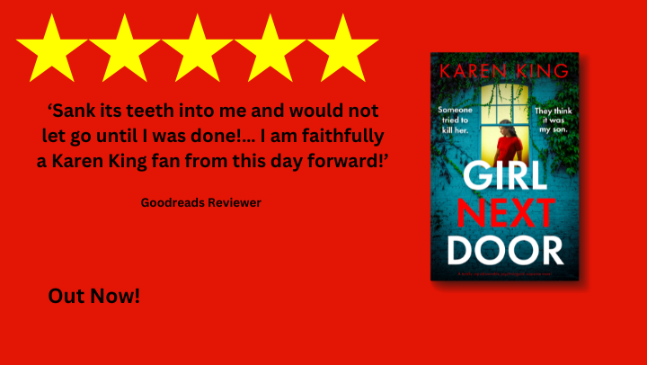 karen_king's tweet photo. 'Rachel's life is hanging in the balance, and to my horror, the police think someone in my family tried to kill her. '
GIRL NEXT DOOR is available as an ebook, paperback or audio book. #psychlit #childcrime'
Amazon: https://t.co/9GIPhOmWh9 https://t.co/QvM0M0J3lk