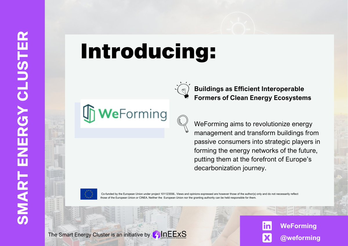 ieecp_org's tweet image. Just in time for the weekend, two more additions to the #SmartEnergyCluster to present📢
➡️@weforming  -  transforming energy management in buildings.
➡️@Hedge_loT- deploying cutting-edge technology in energy systems.
Visit smartenergycluster.eu to stay updated!
#InEExS