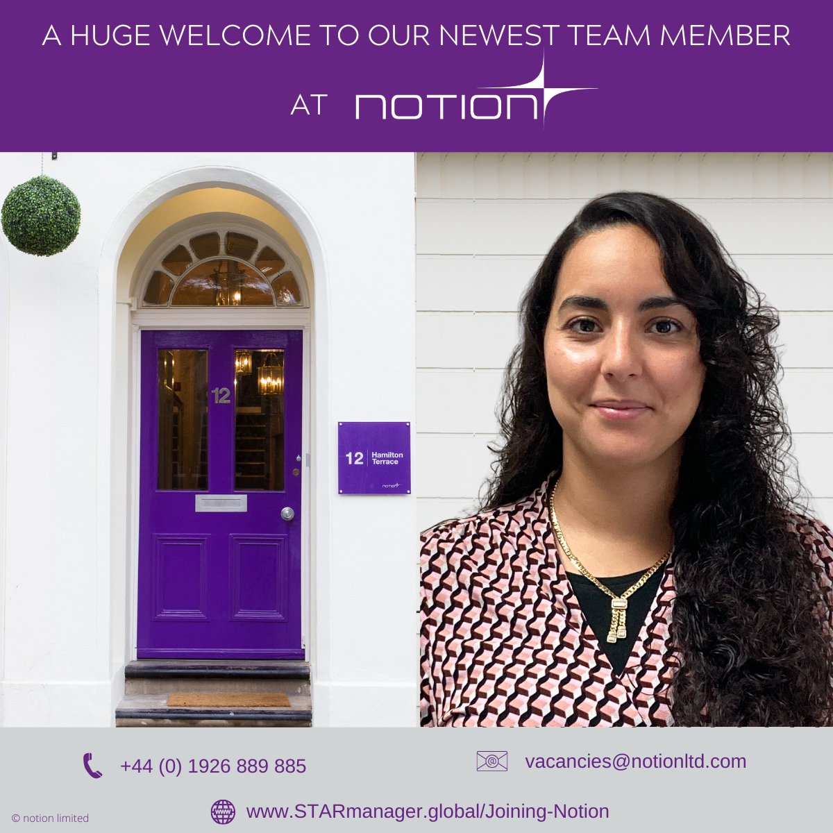 We’re delighted to welcome Rashida Semlali who has just joined the Client Development team at Notion - STAR® Manager and will be working closely with Dominic Ashley-Timms, Laura Ashley-Timms and Helen Wyatt.

Really excited to have you onboard, Rashida!

#recruitment #STARmanager