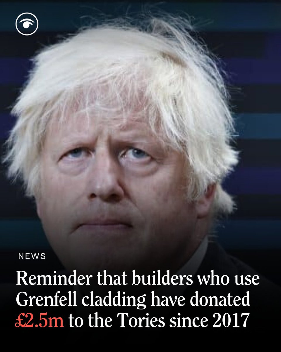 Boris Johnson personally received £50,000 from individuals with links to the cladding debacle.