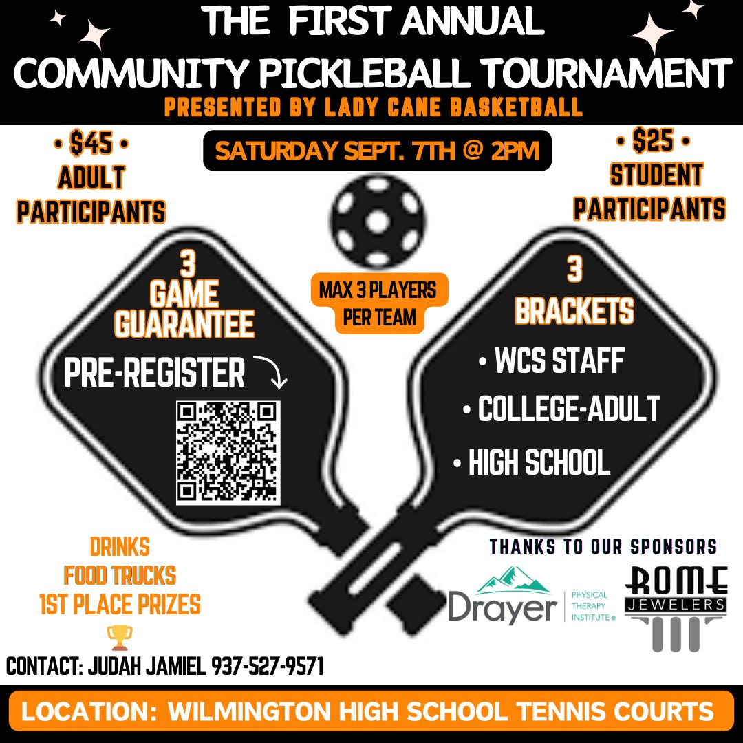 Tomorrow is the big day👇🏾walkups are welcome. The support has been great! Registration is at 1:30pm. See you there👏🏾👏🏾⁦<a href="/WHSCaneAD/">Wilmington Hurricane</a>⁩ ⁦<a href="/wnjsports/">Mark Huber</a>⁩ ⁦<a href="/WMSCaneAD/">Wilmington Hurricane</a>⁩ ⁦<a href="/romejewelers/">Rome Jewelers </a>⁩