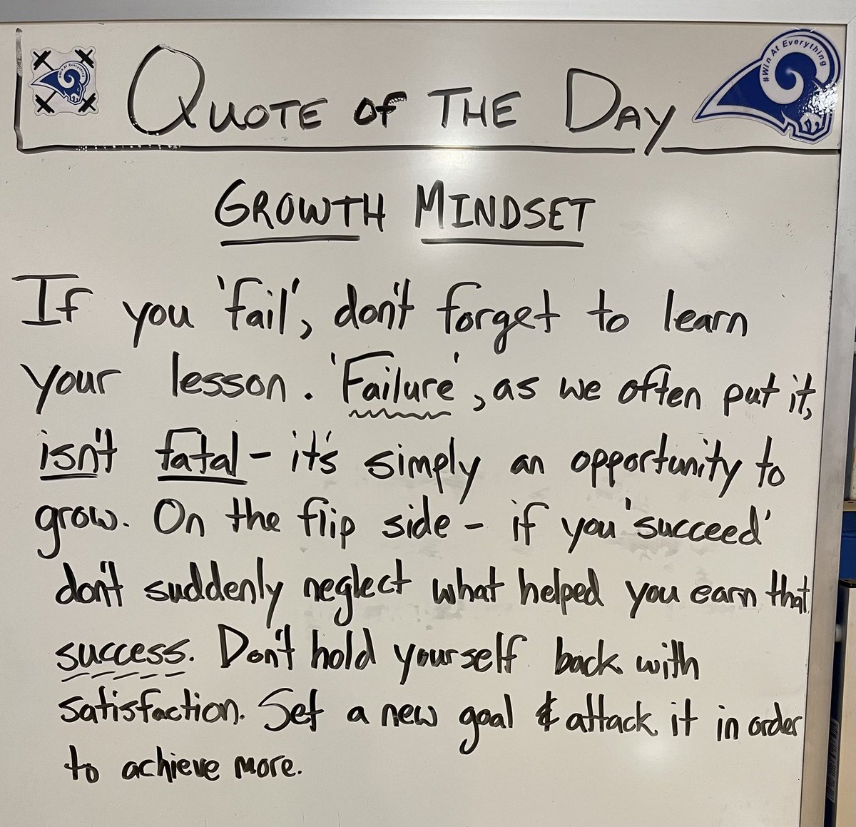 If you succeed, don’t be satisfied. If you fail, don’t ‘fail’ to learn your lesson - get back up &amp; try again