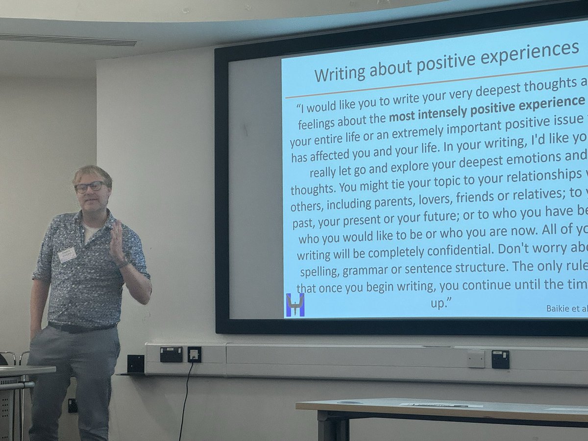 Psychobio (@bpspsychobio) on Twitter photo Now we’re hearing from <a href="/Dr4Smith/">Michael Smith</a> from Northumbria University on whether writing about your best possible self attenuates cardiovascular reactivity to a socially evaluated stressor #writingforwellbeing Now we’re hearing from <a href="/Dr4Smith/">Michael Smith</a> from Northumbria University on whether writing about your best possible self attenuates cardiovascular reactivity to a socially evaluated stressor #writingforwellbeing