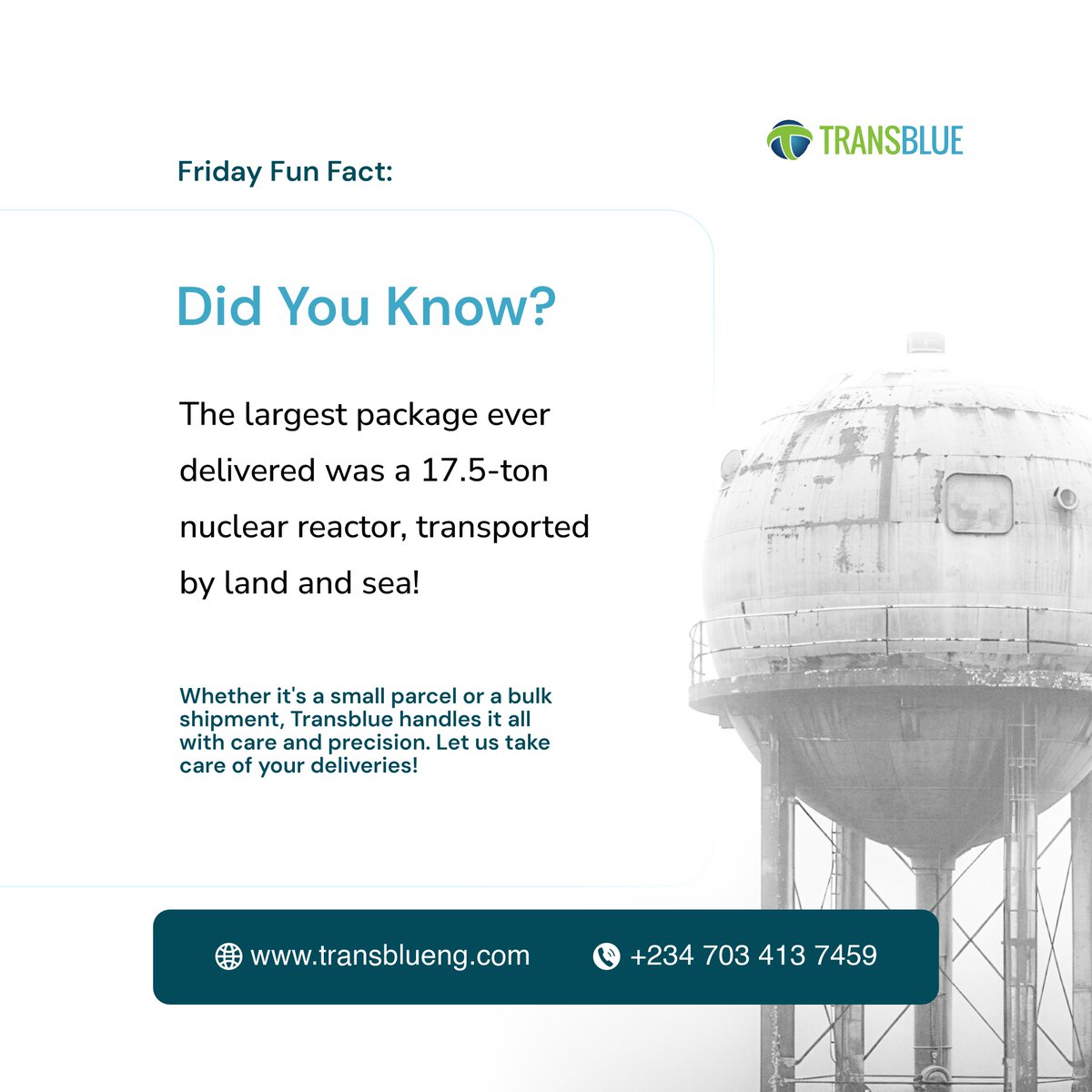 transblueng's tweet image. Let us take care of your deliveries!#FunFactFriday #LogisticsTrivia  #ReliableDelivery