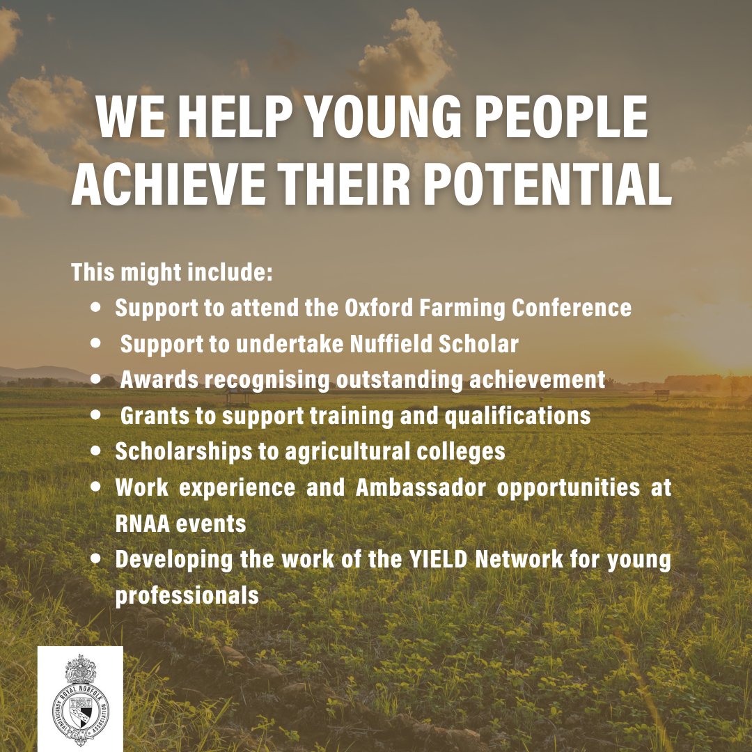 As well as acting as an advocate for food, farming and the countryside, we have a long history of supporting young people – recognising promise, rewarding commitment and nurturing the next generation

Find out more below
rnaa.org.uk/rnaa-opportuni…

#RNAA #NorfolkFarming #Agriculture