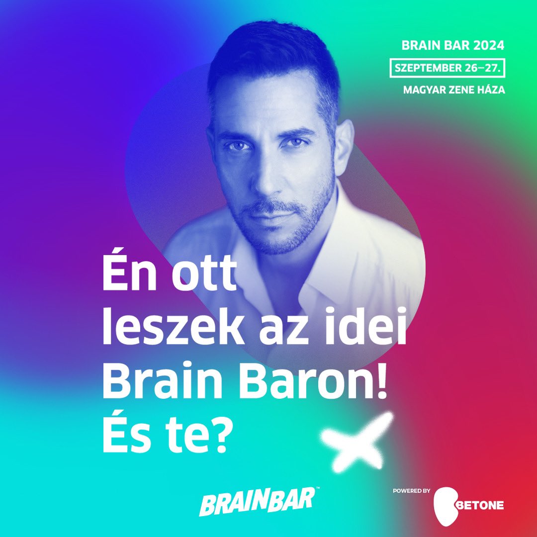 BarnabasReti's tweet photo. Idén is jön a @Brain Bar Fesztivál, ahol a @betone.hu színpadon (Discovery stage) velem is találkozhatsz! ￼￼Ha az alábbi linken regisztrálsz, INGYEN velünk tarthatsz az eseményen! ￼
https://t.co/9icH9dtV62 !
Találkozzunk szeptember 27-én a Zene Házában! https://t.co/tZgMnQ9Kms