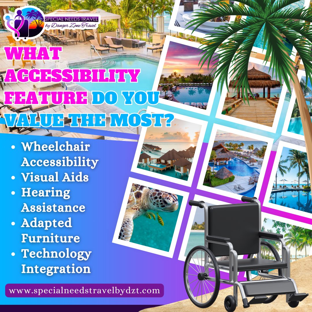 Malibu_Rose's tweet image. What Accessibility Feature Do You Value the Most?

Is it wheelchair accessibility, visual aids, hearing assistance, adapted furniture, or technology integration?

#specialneedstravelbydzt #AccessibilityFeatures #TravelComfort #InclusiveTravel #VacationEssentials #TravelSmart