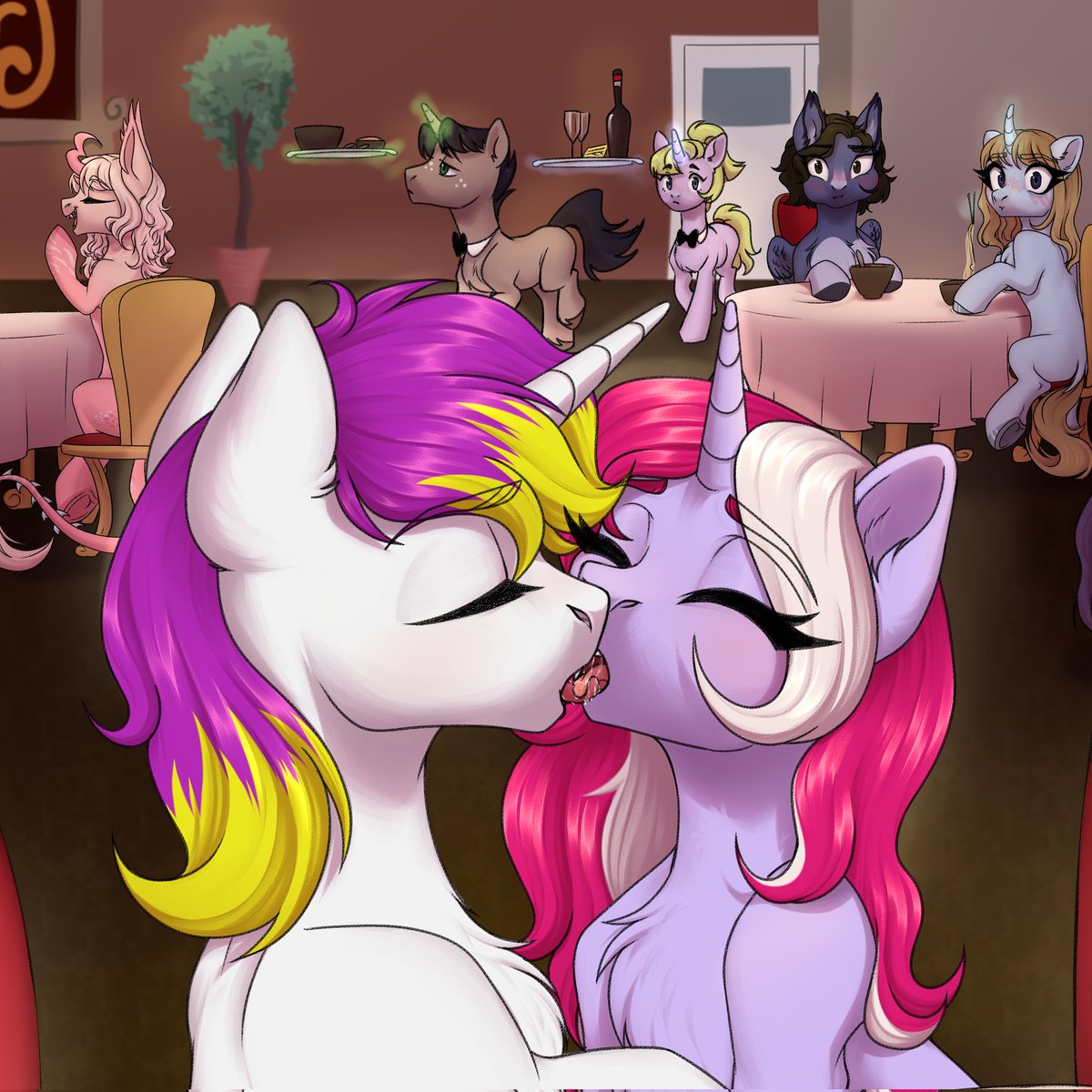 Just 2 unicorns having some nice meal at a restaurant And "Shareing" Desert together. <a href="/RinneSwirl/">Rinne🔞</a> <3
At by:<a href="/NikaRain18/">NikaRain_18+</a>  
Thanks for finishing My Comm. I really love  this alot