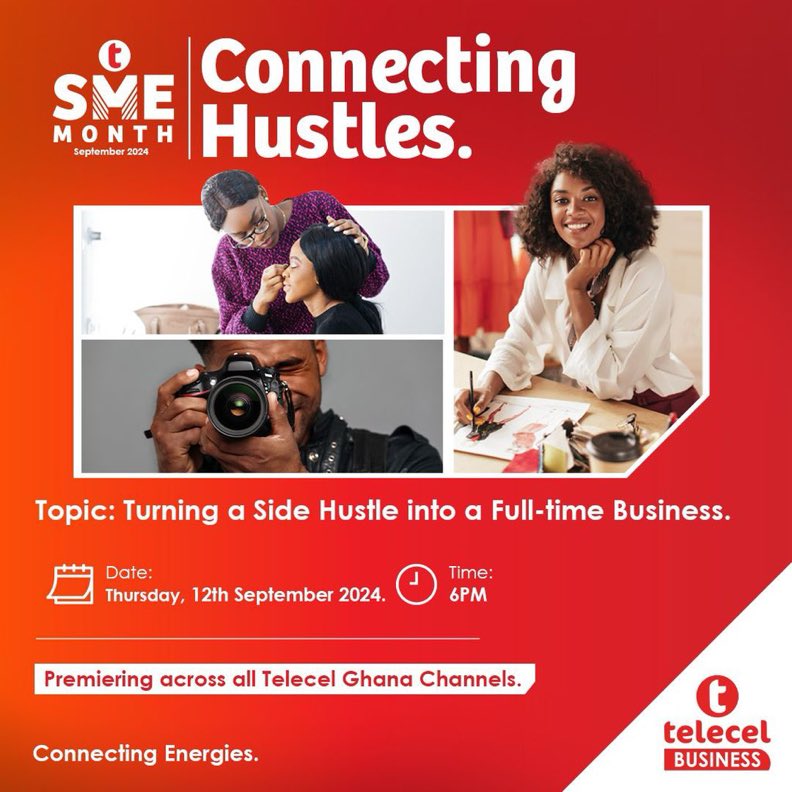 1real_Jayb's tweet image. Side hustle dreams becoming reality! Don’t miss the premiere on Thursday, 12th September 2024, 6pm, across all Telecel Ghana channels. #TelecelBusiness #ConnectingHustles