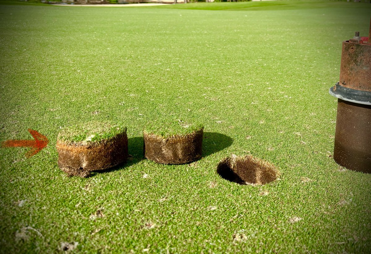 Andy Engelbrecht (@andysturf) on Twitter photo Irrigate those fungicides heavy. Fairy ring is persistent(plug on left), often well below the surface and the chemistries do not like penetrating thatch. 1/4-1/2” water before spray solution dries on leaf. Get the most of these high dollar apps! #FFRFRI <a href="/SimplotTurf/">Simplot Turf & Horticulture</a> #soilfirst Irrigate those fungicides heavy. Fairy ring is persistent(plug on left), often well below the surface and the chemistries do not like penetrating thatch. 1/4-1/2” water before spray solution dries on leaf. Get the most of these high dollar apps! #FFRFRI <a href="/SimplotTurf/">Simplot Turf & Horticulture</a> #soilfirst