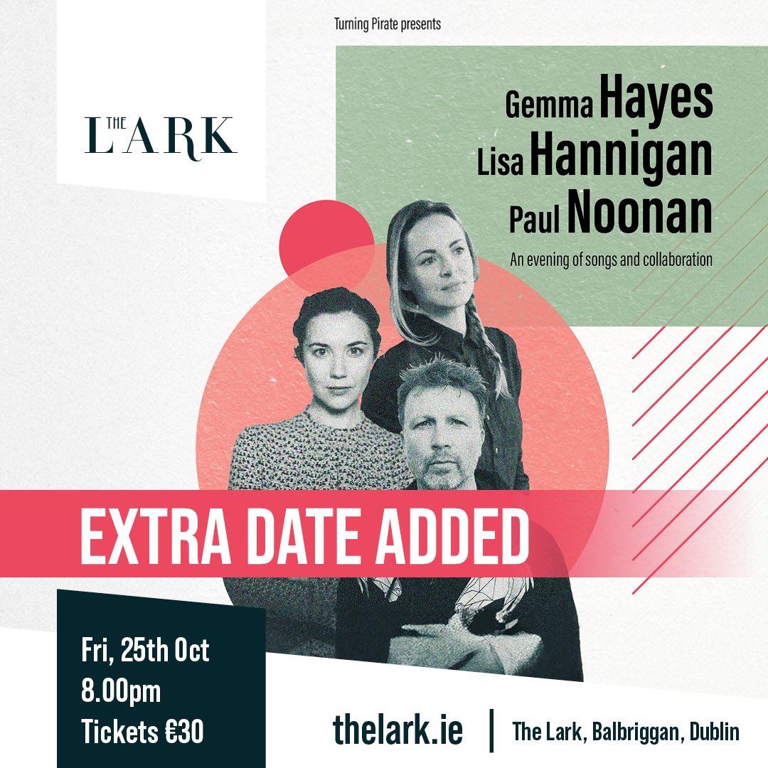 Extra date added for ⁦<a href="/TheLarkDublin/">The Lark</a>⁩ Balbriggan. We’re really chuffed about that. Thanks 🙏 ⁦@LisaHannigan⁩ ⁦<a href="/paulisanoonan/">Paul Noonan</a>⁩