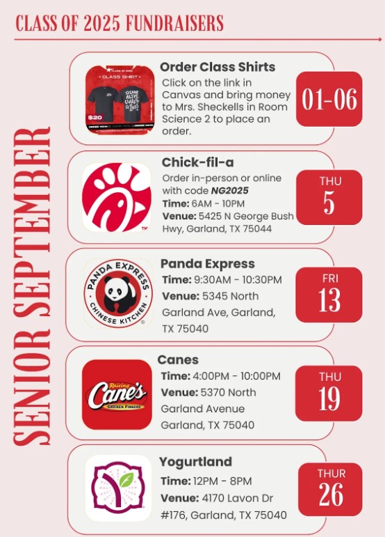 Hey Raiders! Come support your senior class during our annual SENIOR SEPTEMBER! Be sure to follow @nghs2025