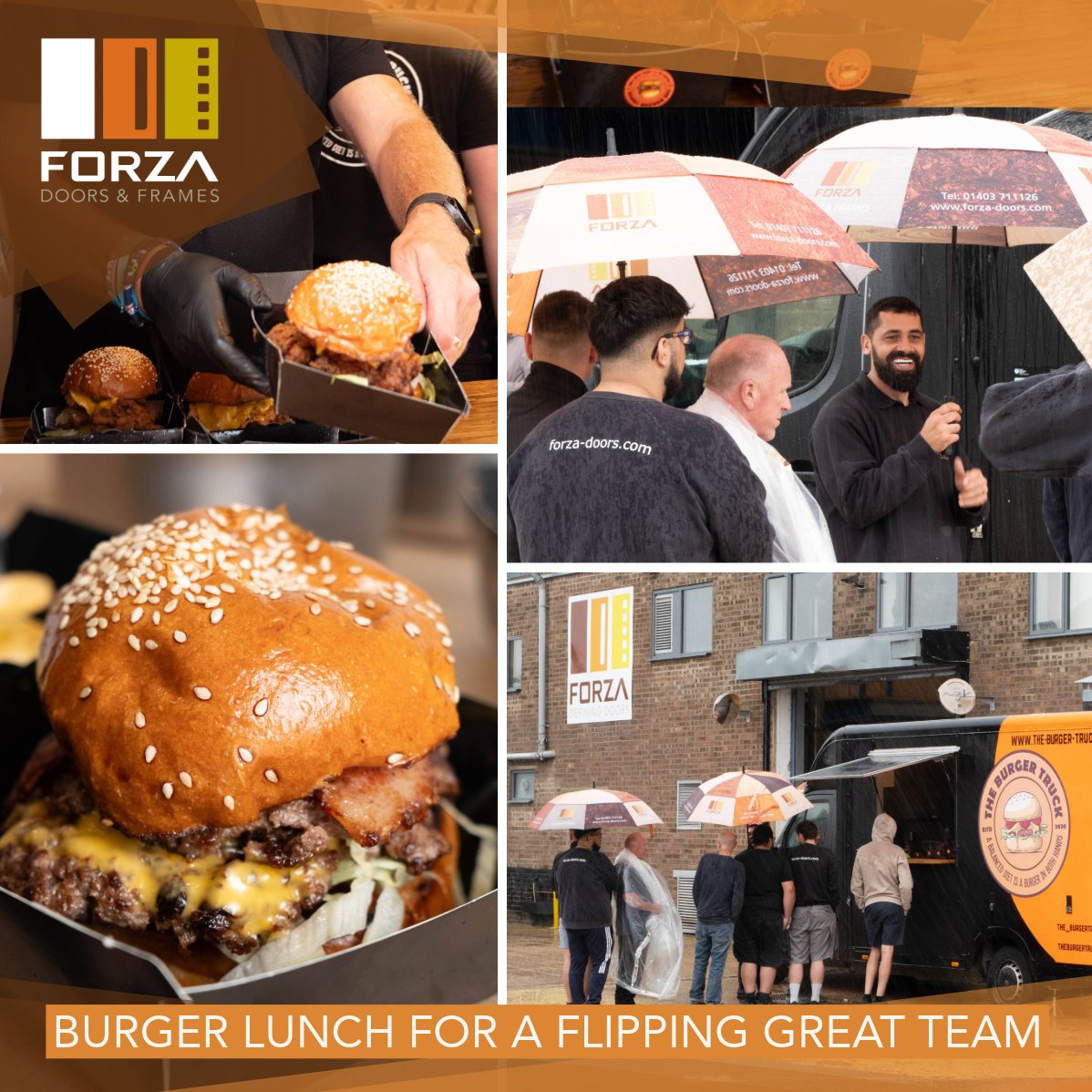 🍔 Despite today's rain, it's been a sizzling summer at Forza Doors! We've really beefed up our business, and it's all thanks to our smashing team. To celebrate, we're treating Team Forza to a juicy smash burger lunch by @TheBurgerTruck ! 🍔

🍔 TeamForza 🍔 #Over200burgers 🍔