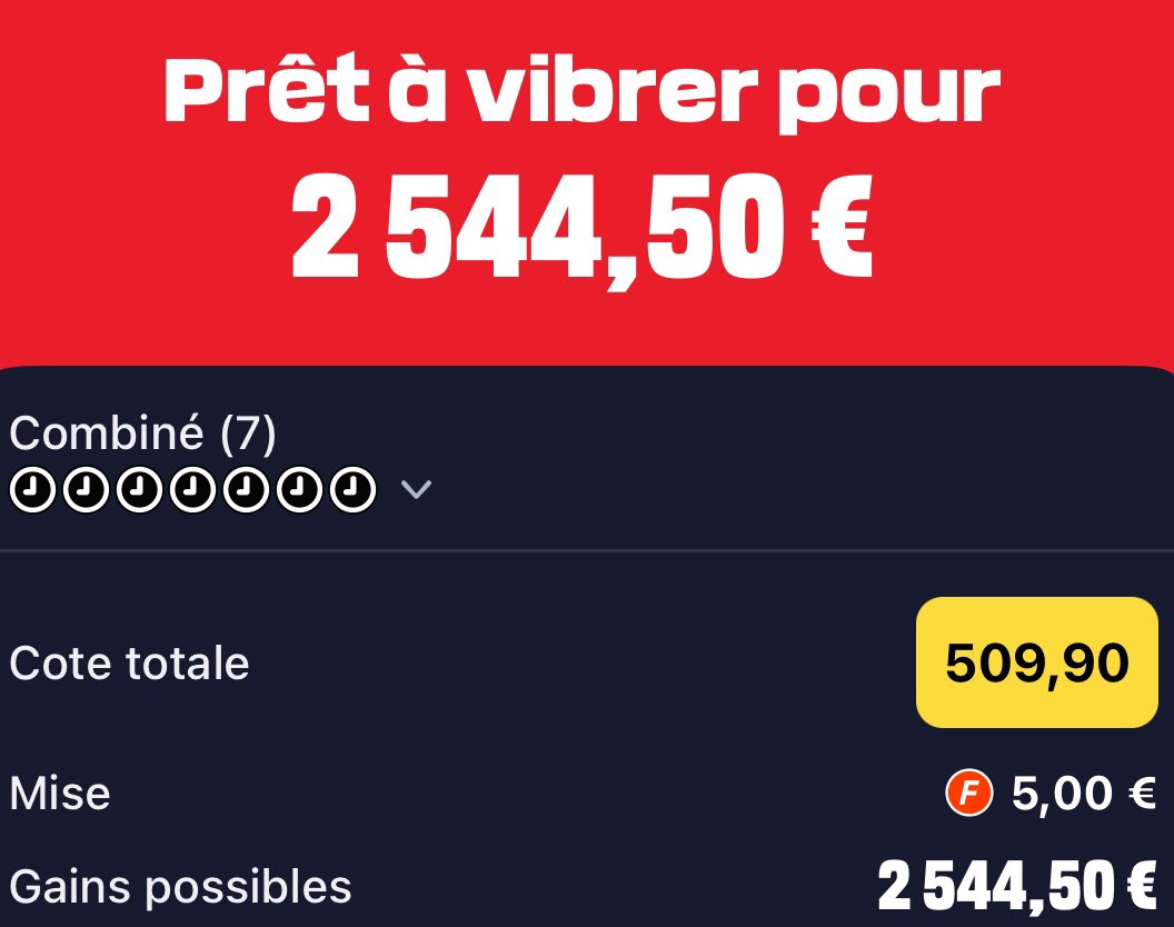 LPronosL's tweet image. LE MORTAL COMBO DU JOUR EST PRÊT LA TEAAAAM ! 😍😍🔥🔥

📊 @509.90 ! 🤯🤯

LE COMBINÉ TANT ATTENDU DE L’ANNÉE EST ENFIN LÀ !!! ⚡️⚡️

ALLEZ 100 RT ♻️ &amp;amp; 750 ❤️ ET JE BALANCE LE MORTAL ! 🚀

#TeamParieur #Pronos #Mortal