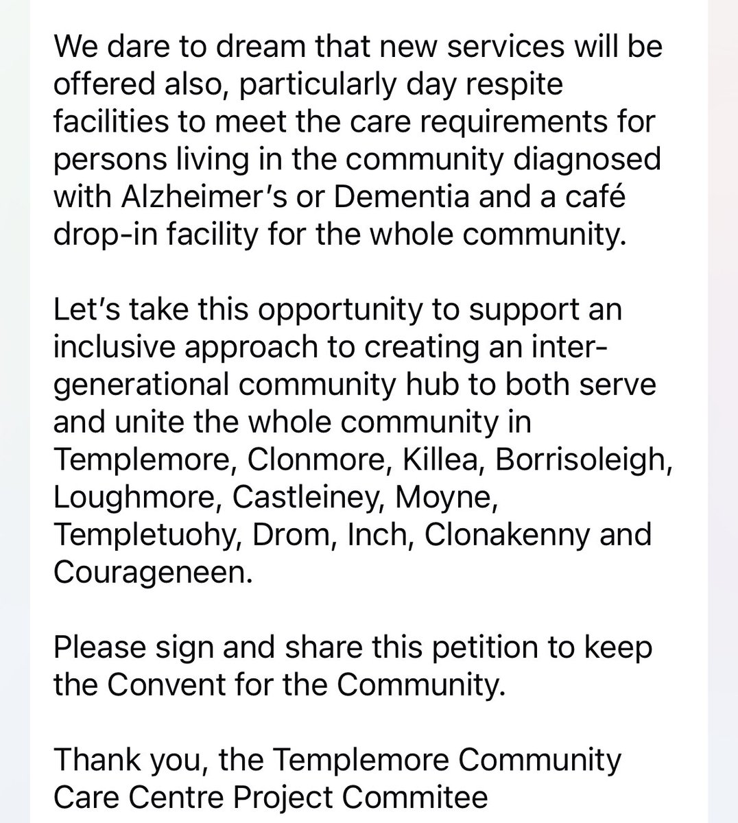 templemoretown's tweet photo. Please sign and share this petition to keep the convent for the #TemplemoreCommunity

More info in the images below 👇 

https://t.co/0yQU8Y2ESA https://t.co/PiXbuHxql0