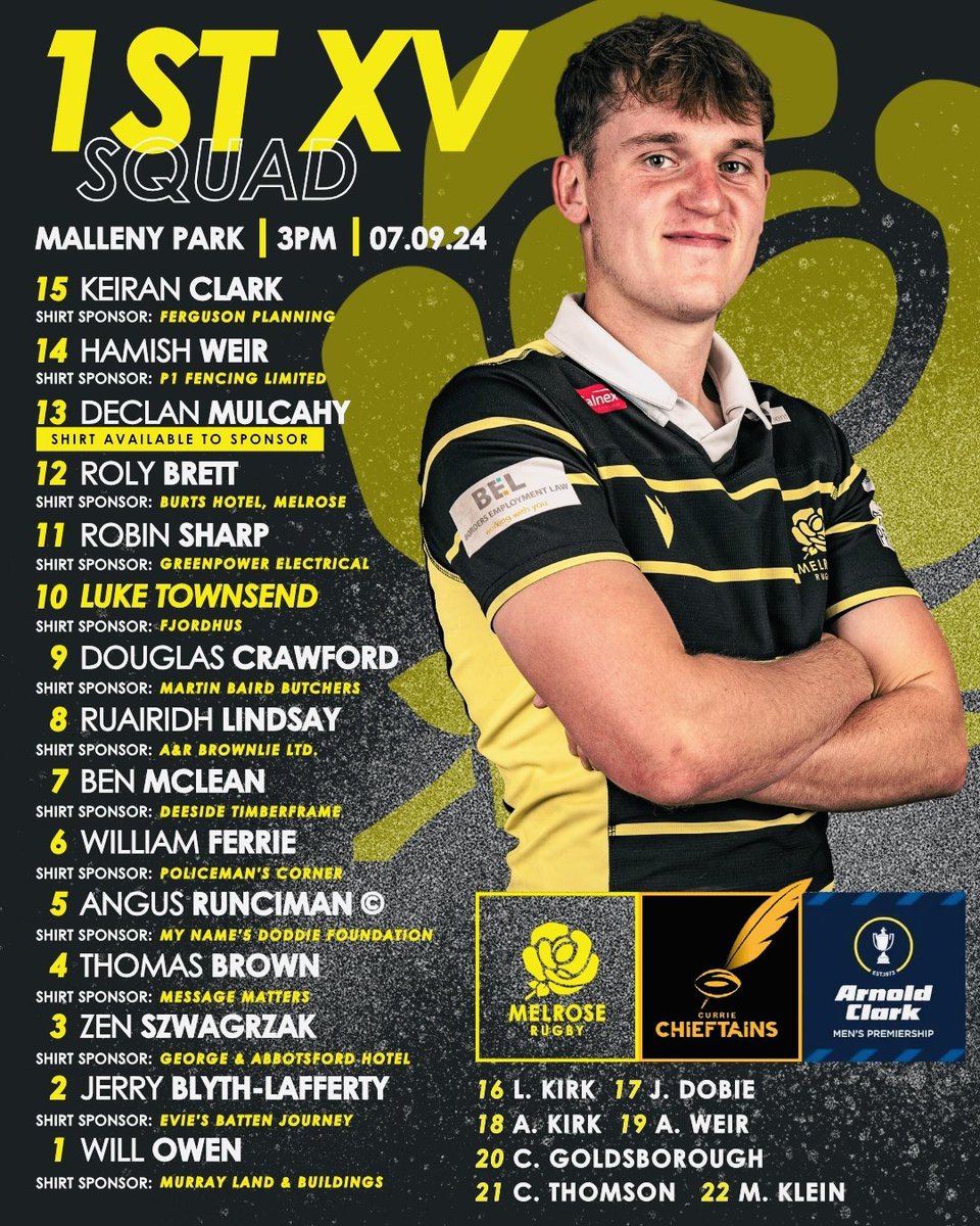 MelroseRugby's tweet photo. 𝙎𝙌𝙐𝘼𝘿 𝘼𝙉𝙉𝙊𝙐𝙉𝘾𝙀𝙈𝙀𝙉𝙏 | 🚨

Our two senior squads are back in action this weekend! First up, the Storm head to Poynder Park tonight to face the Kelso Sharks 🦈 

Then tomorrow, our 1st XV are away to Currie at Malleny Park for Rd. 2 of the @scotrugbyprems! https://t.co/pLPPs8oARD