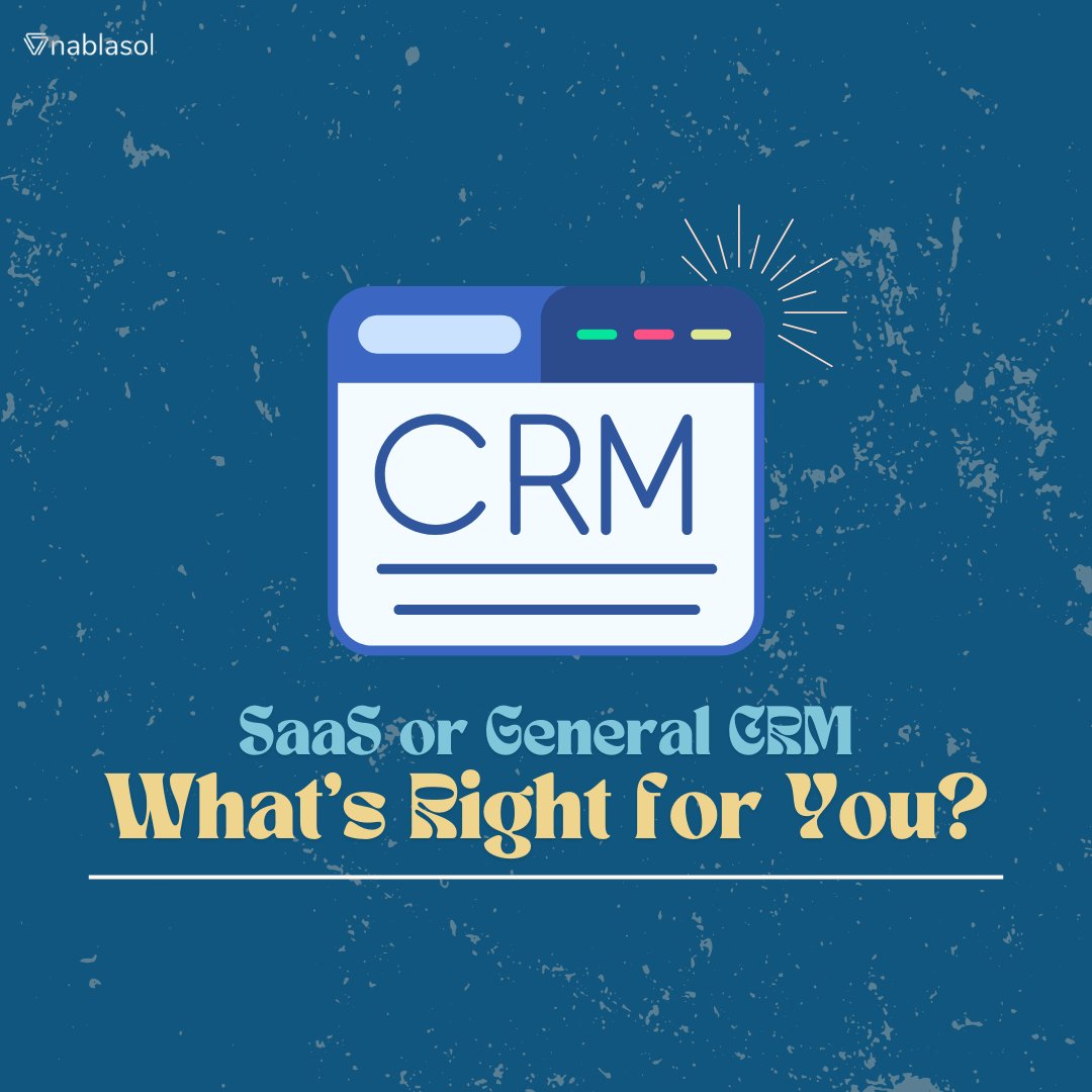 nablasol's tweet photo. Choosing the right CRM is essential for business growth. Should you go for a SaaS-specific or general-purpose CRM? 💡

Read the full blog - https://t.co/luIEMwim0E https://t.co/1VWsDXEkPs