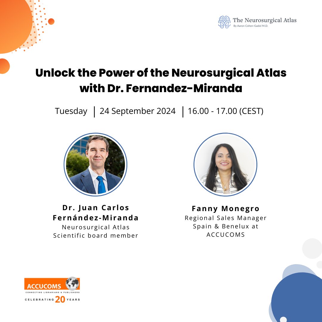 Accucoms (@accucoms) on Twitter photo 🚨 Regístrese hoy para el próximo seminario web de Neurosurgical Atlas con el Dr. Juan Carlos Fernandez-Miranda el 24 de septiembre de 2024, donde presentará su trabajo en la plataforma de Neurosurgical Atlas.
Regístrese ahora👇
lnkd.in/eEs-XFdC
<a href="/Fanncarol/">Fanny Monegro</a> #Neurocirugía 🚨 Regístrese hoy para el próximo seminario web de Neurosurgical Atlas con el Dr. Juan Carlos Fernandez-Miranda el 24 de septiembre de 2024, donde presentará su trabajo en la plataforma de Neurosurgical Atlas.
Regístrese ahora👇
lnkd.in/eEs-XFdC
<a href="/Fanncarol/">Fanny Monegro</a> #Neurocirugía