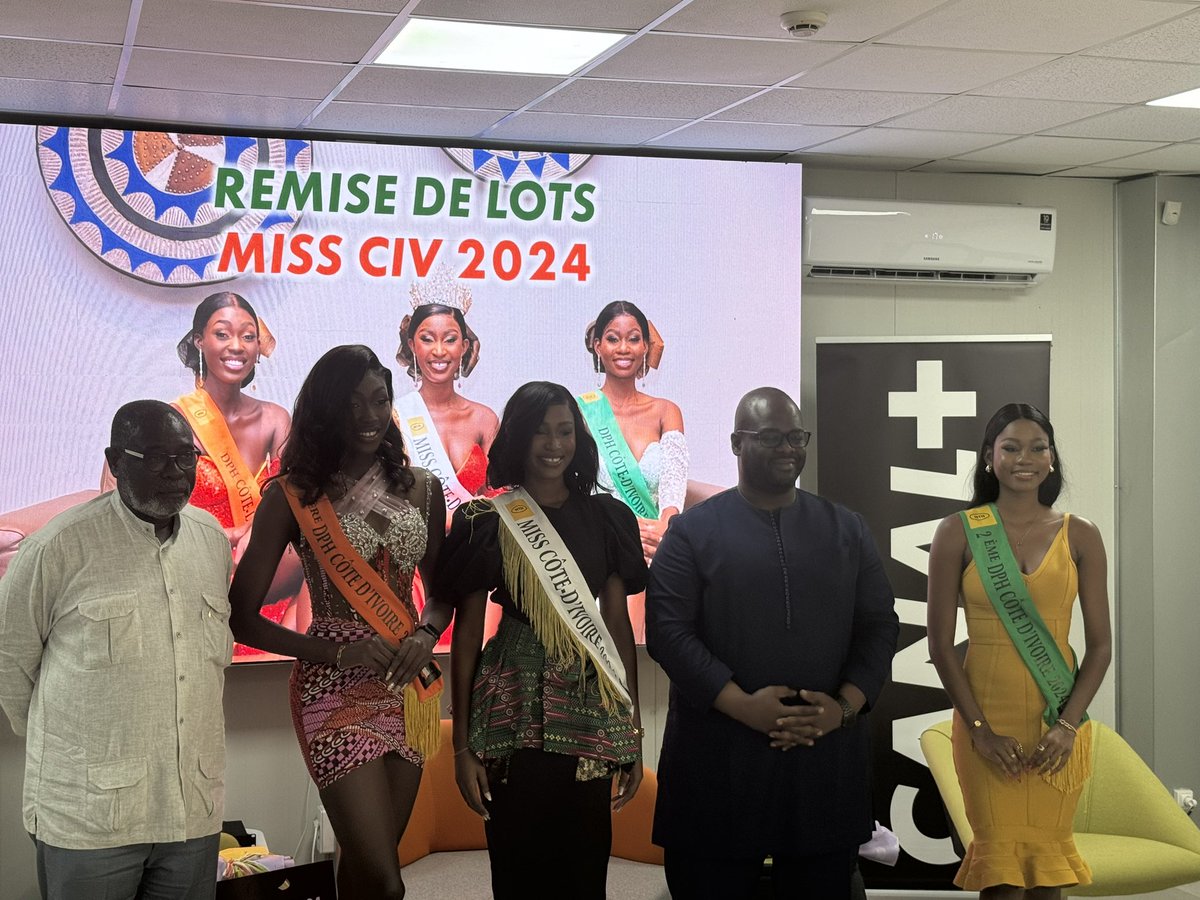 Cotedivoireoff_'s tweet photo. Le trio Miss Côte d’Ivoire 2024 a été revu ce jour dans les locaux de CANAL+ Côte d’Ivoire pour la remise de lots du partenaire.
3 Télévisions et des abonnements Gratuits Tout CANAL pour les reines de la beauté ivoirienne. 

#CplusCiv https://t.co/ze5cJDdHCo