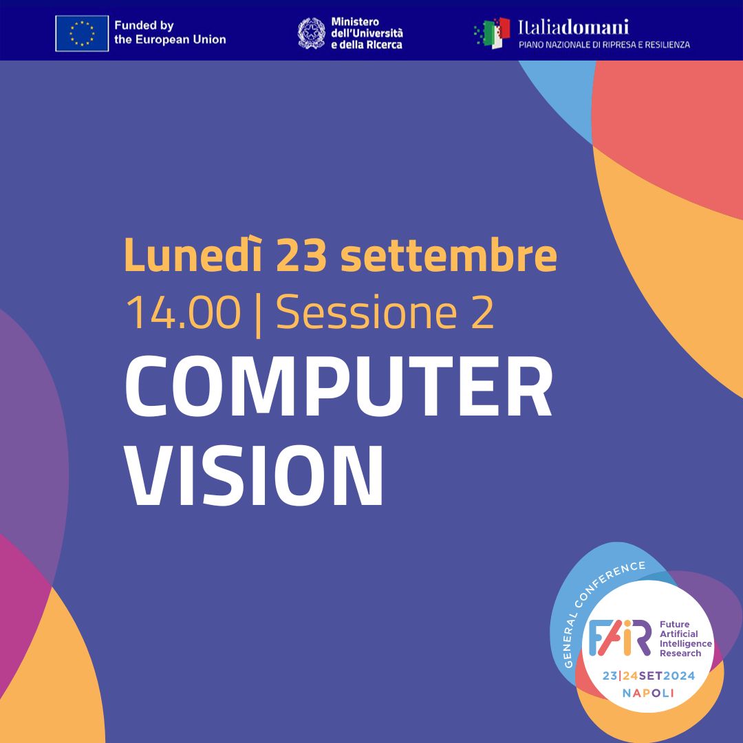 FondazioneFAIR (@fondazione_fair) on Twitter photo 𝗦𝗲𝘀𝘀𝗶𝗼𝗻𝗲 𝟮 - 𝗚𝗲𝗻𝗲𝗿𝗮𝗹 𝗖𝗼𝗻𝗳𝗲𝗿𝗲𝗻𝗰𝗲 𝗙𝗔𝗜𝗥 focus su #𝗖𝗢𝗠𝗣𝗨𝗧𝗘𝗥𝗩𝗜𝗦𝗜𝗢𝗡
Interventi degli esperti: <a href="/ffalchi/">Fabrizio Falchi</a> da <a href="/IstiCnr_It/">Istituto di Scienza e Tecnologie dell'Informazione</a>, <a href="/FPistilli14/">Francesca Pistilli</a> da <a href="/PoliTOnews/">Politecnico di Torino</a> e <a href="/gifa88/">Giovanni Farinella</a> da <a href="/unict12/">Università degli studi di Catania</a>. Scopri di più sul programma completo 👇
buff.ly/3XcMcVE 𝗦𝗲𝘀𝘀𝗶𝗼𝗻𝗲 𝟮 - 𝗚𝗲𝗻𝗲𝗿𝗮𝗹 𝗖𝗼𝗻𝗳𝗲𝗿𝗲𝗻𝗰𝗲 𝗙𝗔𝗜𝗥 focus su #𝗖𝗢𝗠𝗣𝗨𝗧𝗘𝗥𝗩𝗜𝗦𝗜𝗢𝗡
Interventi degli esperti: <a href="/ffalchi/">Fabrizio Falchi</a> da <a href="/IstiCnr_It/">Istituto di Scienza e Tecnologie dell'Informazione</a>, <a href="/FPistilli14/">Francesca Pistilli</a> da <a href="/PoliTOnews/">Politecnico di Torino</a> e <a href="/gifa88/">Giovanni Farinella</a> da <a href="/unict12/">Università degli studi di Catania</a>. Scopri di più sul programma completo 👇
buff.ly/3XcMcVE