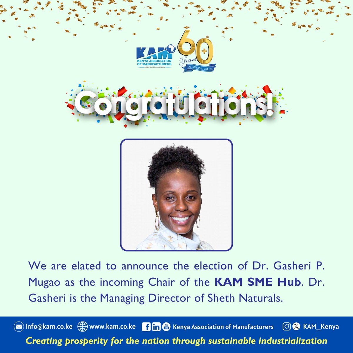 Gasheri Mugao (@gasherimugaop) on Twitter photo I am grateful and immensely honoured to be elected to chair the <a href="/KAM_Kenya/">KAM</a> SME Hub. We are hopeful for an impactful 2 years and getting our caucus to the next level. Thank you members for trusting me to serve you. I am grateful and immensely honoured to be elected to chair the <a href="/KAM_Kenya/">KAM</a> SME Hub. We are hopeful for an impactful 2 years and getting our caucus to the next level. Thank you members for trusting me to serve you.
