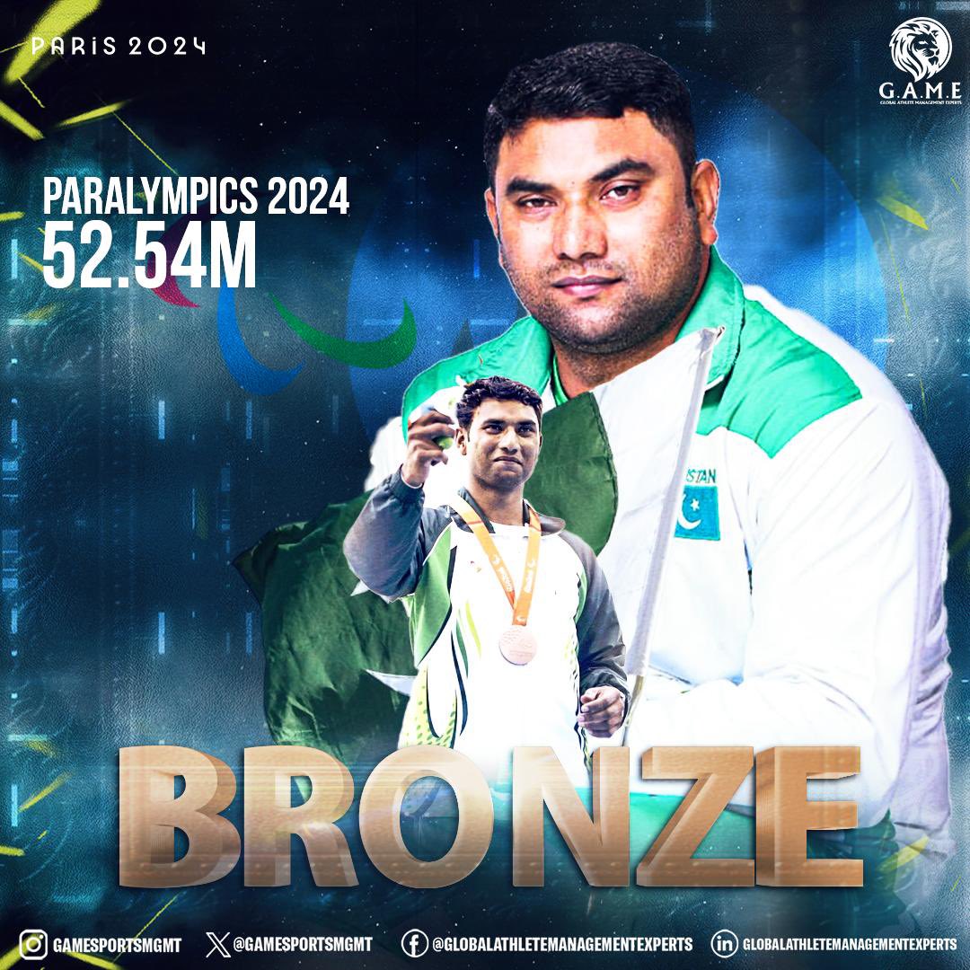 Sarfaraz Ahmed (@sarfaraza_54) on Twitter photo Another day of 🇵🇰 athletes making us proud, this time at the Paralympic Games, Paris 2024 👏🏼
Congratulations to <a href="/HaiderAthlete/">Haider Ali</a> on winning a bronze medal for Pakistan in discuss throw, we love you champ. Keep up the hard work ❤️
#PakistanZindabad #HaiderAli #Paralympics2024 Another day of 🇵🇰 athletes making us proud, this time at the Paralympic Games, Paris 2024 👏🏼
Congratulations to <a href="/HaiderAthlete/">Haider Ali</a> on winning a bronze medal for Pakistan in discuss throw, we love you champ. Keep up the hard work ❤️
#PakistanZindabad #HaiderAli #Paralympics2024