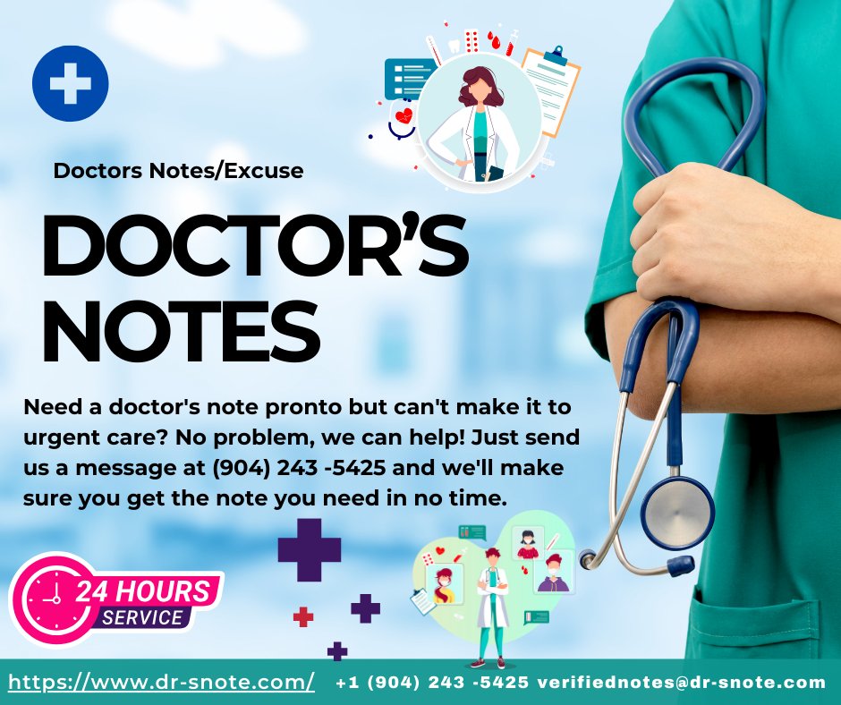doctors_note_'s tweet image. Feeling the pressure of a tight deadline and need a doctor's note ASAP? Don't stress - we've got you covered! Just dial (904) 243-5425 and leave the rest to us. Let's make things easy for you! #doctorsexcuse #Doctorsexcuse #documentediting #medicalnotes #sicknotes #DoctorsNotes