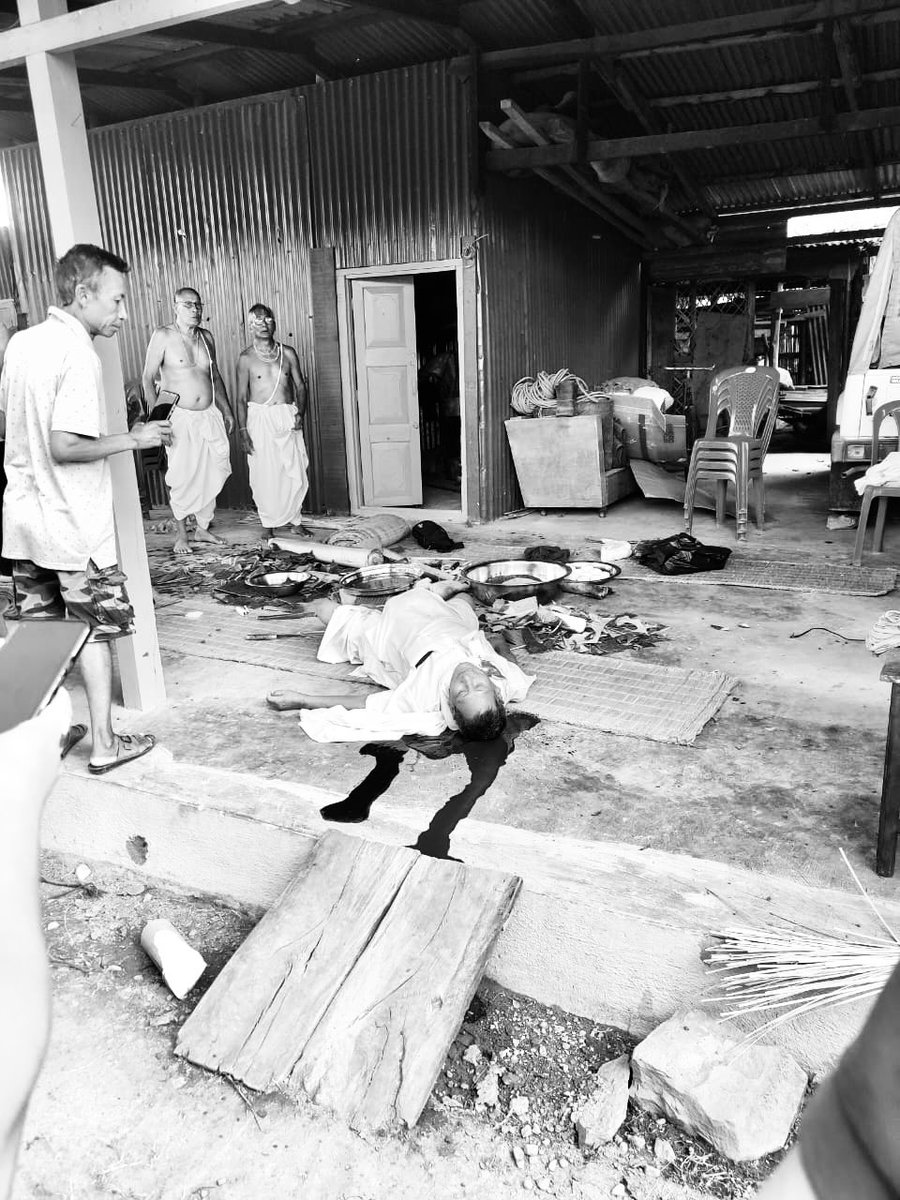 This is the home of a former CM of Manipur, near Loktak Lake; let the picture tells you the story; this was one of the ‘pujaris’ preparing a ritual ceremony when a Kuki bomb felled and killed reportedly by a shrapnel!

Hey Hindustan, you are finishing yourself!

<a href="/VladAdiReturns/">Vladimir Adityanath</a>