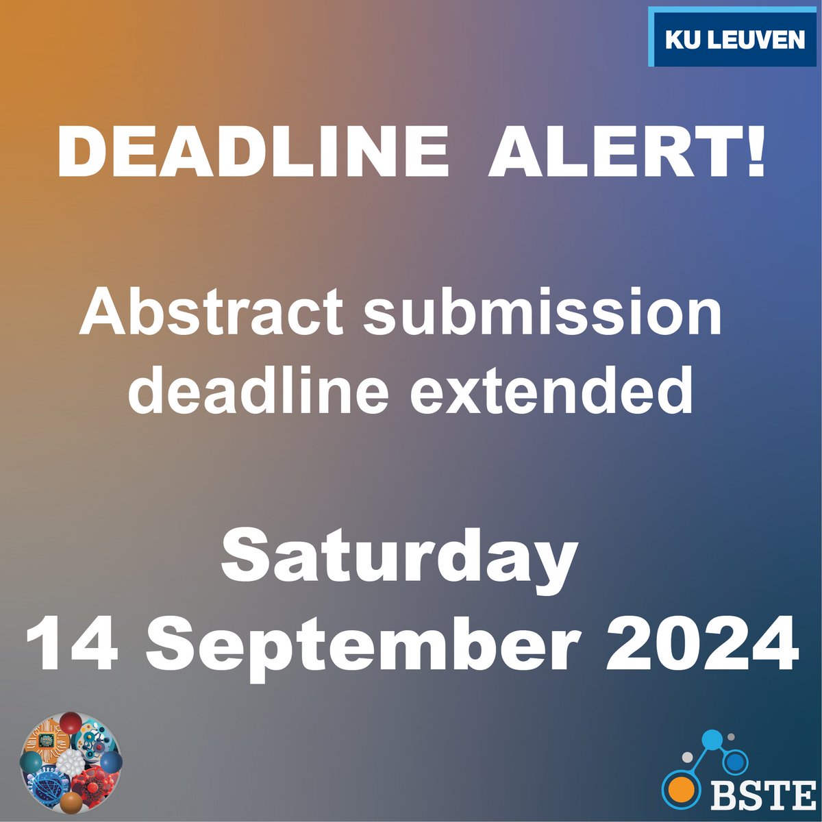 Join us at the BSTE Conference 2024 on November 21-22, 2024, for insights in tissue engineering and regenerative medicine. 

The abstract deadline is now extended to September 14, 2024. Don't miss the chance to share your research!

🔗bste.be/bste-2024-even…