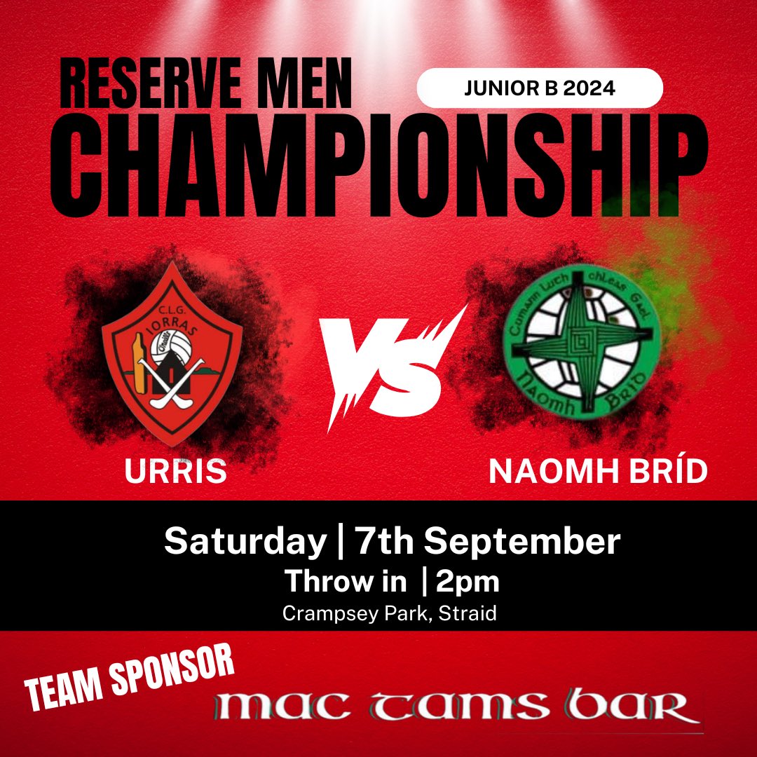 Top of the table clash this Saturday for our Reserve Men when they welcome Naomh Brid to Straid in the final round of their championship 😎

An earlier throw in of 2pm if you are able to get out and show your support🏐🔴⚫️🌞