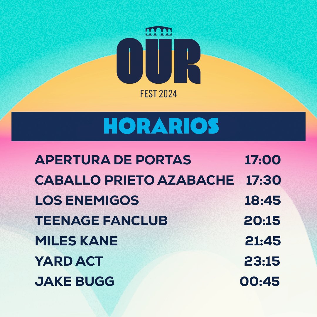 OUR FEST (@ourfest_gal) on Twitter photo 🕐 ¡HORARIOS OURFEST 2024!
🎟️ en ourfest.gal y en <a href="/Ataquilla_com/">Ataquilla.com</a>
#OurFest #XuntaDeGalicia #DeputacionOurense #Xacobeo #Ourense 🕐 ¡HORARIOS OURFEST 2024!
🎟️ en ourfest.gal y en <a href="/Ataquilla_com/">Ataquilla.com</a>
#OurFest #XuntaDeGalicia #DeputacionOurense #Xacobeo #Ourense