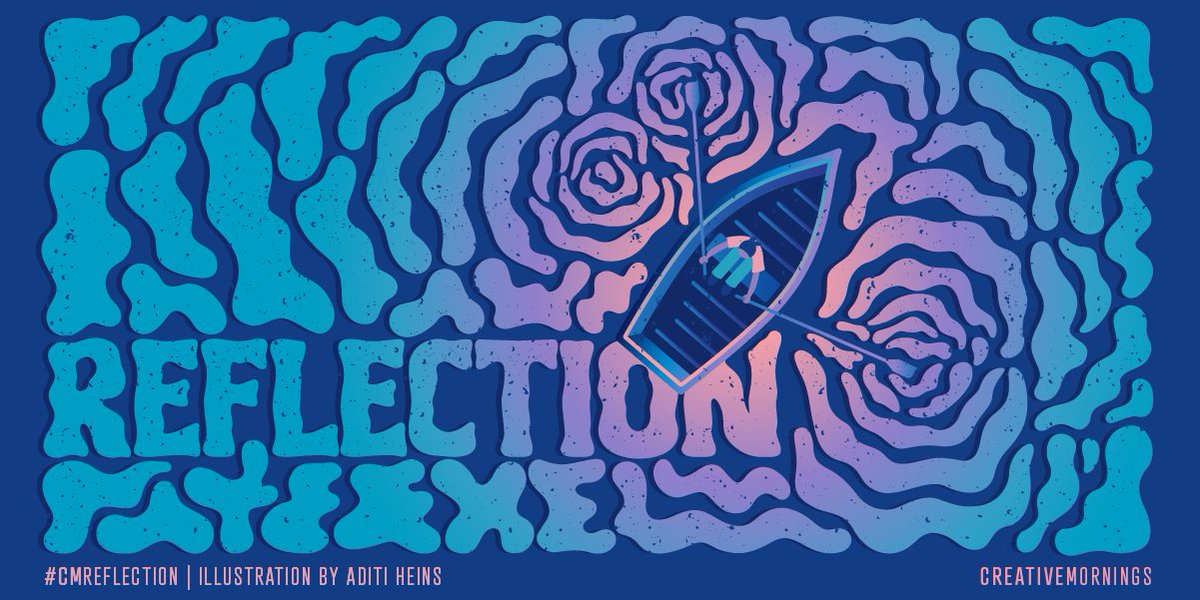 CM_RDU's tweet image. September’s global theme is REFLECTION. It was chosen by our Oklahoma City chapter in Oklahoma and illustrated by Aditi Heins. creativemornings.com/blog/september… Make your feed more reflective with this month’s hashtag: #CMreflection