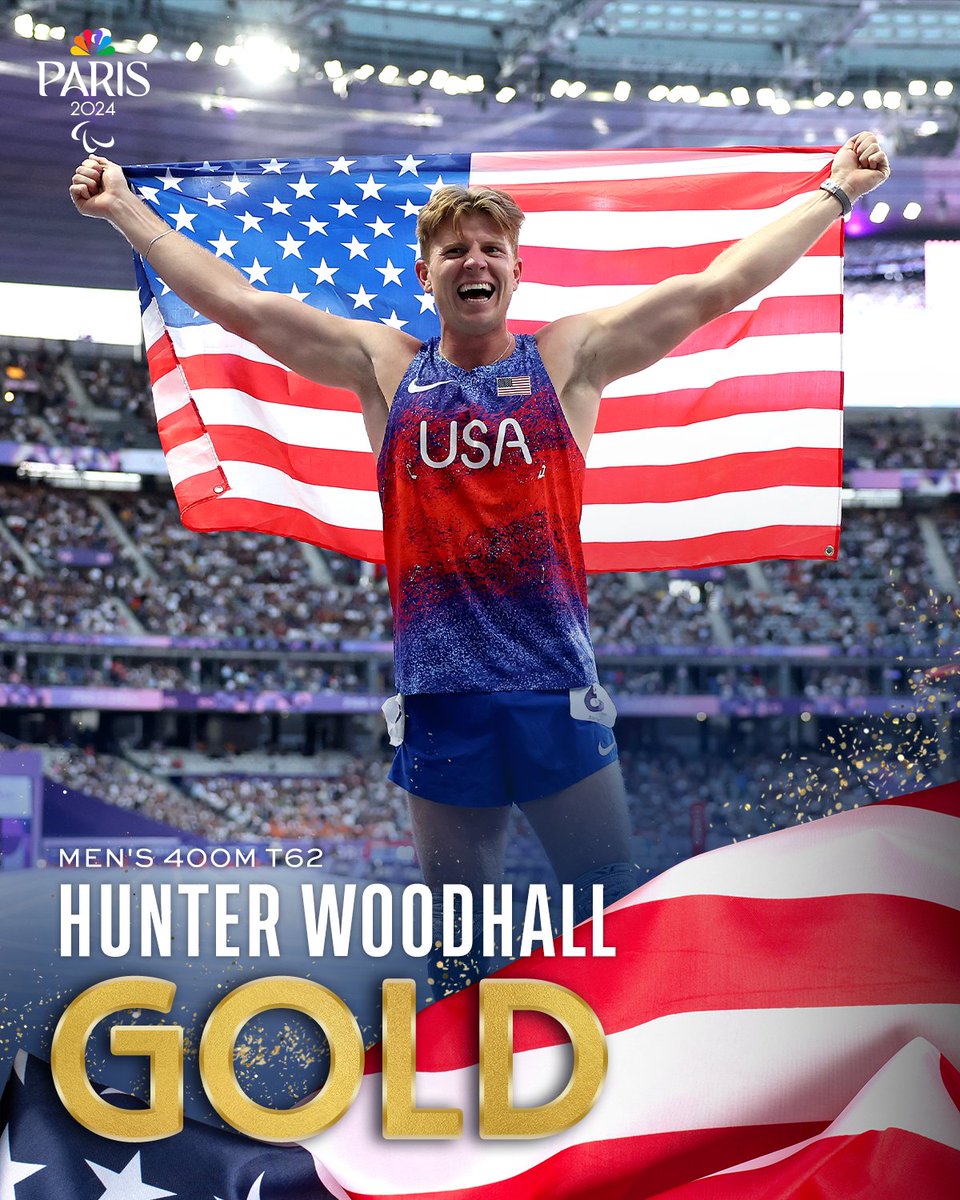 NBCOlympics's tweet image. HUNTER WOODHALL HAS WON GOLD AT THE #ParisParalympics! 🥇