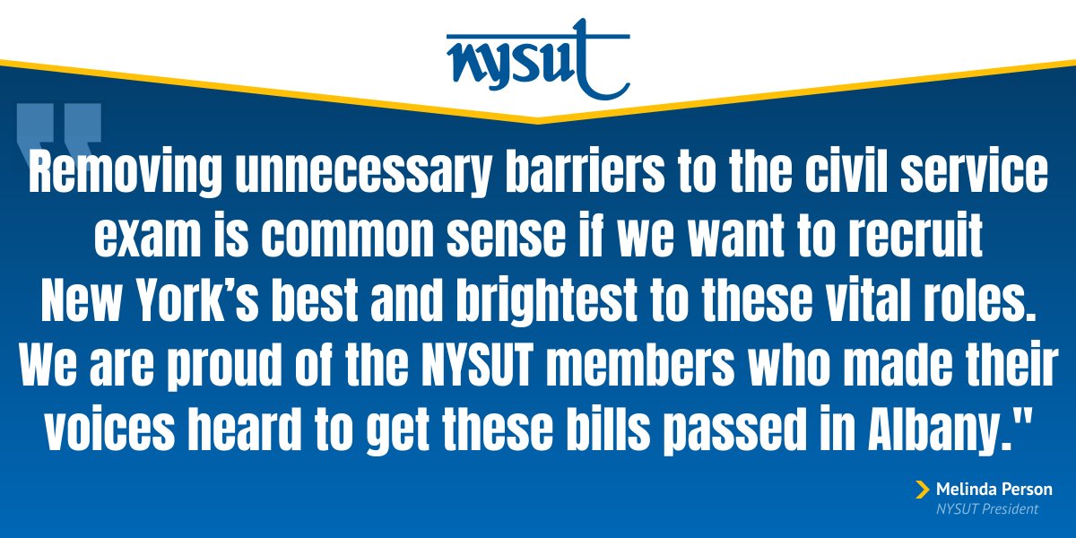 Recently, the Governor signed new laws that we fought for to update New York’s civil service exams. NYSUT President <a href="/MelindaJPerson/">Melinda Person 🍎✌🌈</a> released a statement reflecting on the latest of a series of legislative victories from this year’s session.

Learn more: nysut.org/news/2024/sept…