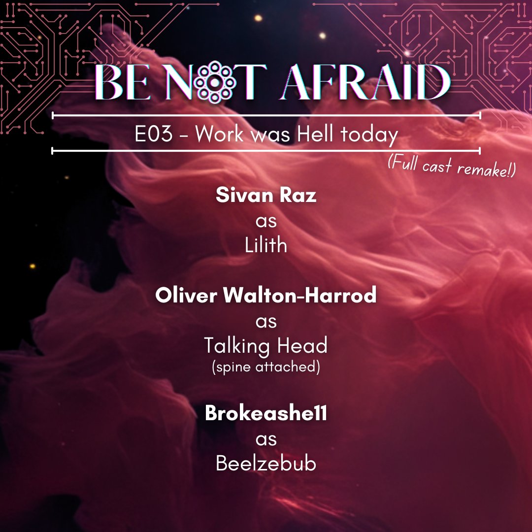 BE NOT AFRAID ꙮ Podcast (@bna_pod) on Twitter photo <a href="/Wireland_Ranch/">Jojo from The Dope Show</a> <a href="/RaeWitteVO/">Rae Witte</a> <a href="/gergcandlestick/">Greg Carrobis</a> @AvalonWillowbl1 <a href="/BaronessCos/">BloodyBaronessCos</a> 3/4
3. Work was Hell today
<a href="/RazSivan/">Sivan Raz</a> as Lilith
Oliver Walton-Harrod as Talking Head (spine attached)
<a href="/Broke_as_he11/">Brokeashe11</a> as Beelzebub <a href="/Wireland_Ranch/">Jojo from The Dope Show</a> <a href="/RaeWitteVO/">Rae Witte</a> <a href="/gergcandlestick/">Greg Carrobis</a> @AvalonWillowbl1 <a href="/BaronessCos/">BloodyBaronessCos</a> 3/4
3. Work was Hell today
<a href="/RazSivan/">Sivan Raz</a> as Lilith
Oliver Walton-Harrod as Talking Head (spine attached)
<a href="/Broke_as_he11/">Brokeashe11</a> as Beelzebub