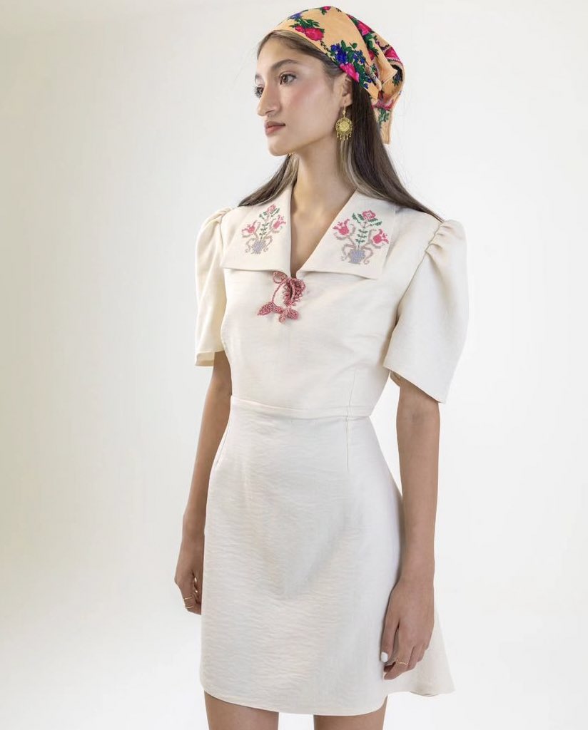 The Lina mini dress by Palestinian design house, Deerah. The little tattreez detail is so cute