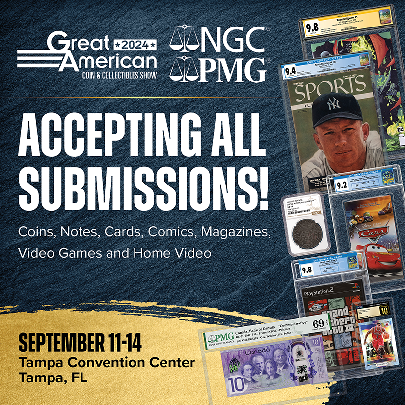 CGCComics's tweet photo. #CGC will be attending the #GACCS on September 11-14. 💵 Submissions of paper money, comics, pulps, mags, cards, video games and VHS will be accepted but @NGCcoin will be hosting #ONSITEGRADING for COINS ONLY UNTIL THURSDAY, SEPTEMBER 12 @ 3 PM. Hit https://t.co/x7KLZ94oHX 🪙 https://t.co/9OrFamIwgN