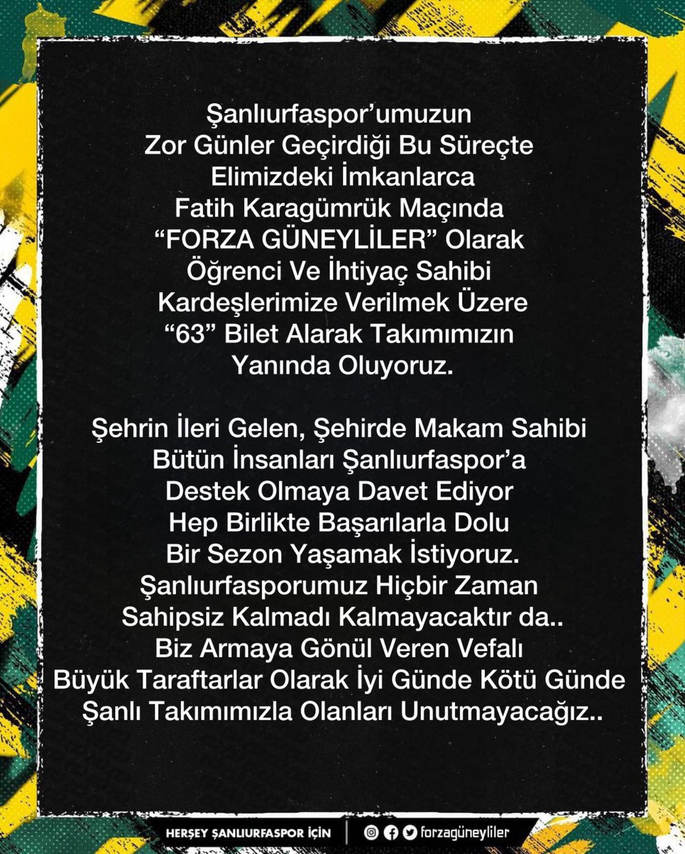 Her Şey Şanlıurfaspor İçin..
<a href="/Sanliurfaspor/">Kızılkaya Tarım Şanlıurfaspor</a> @aslanhocam1