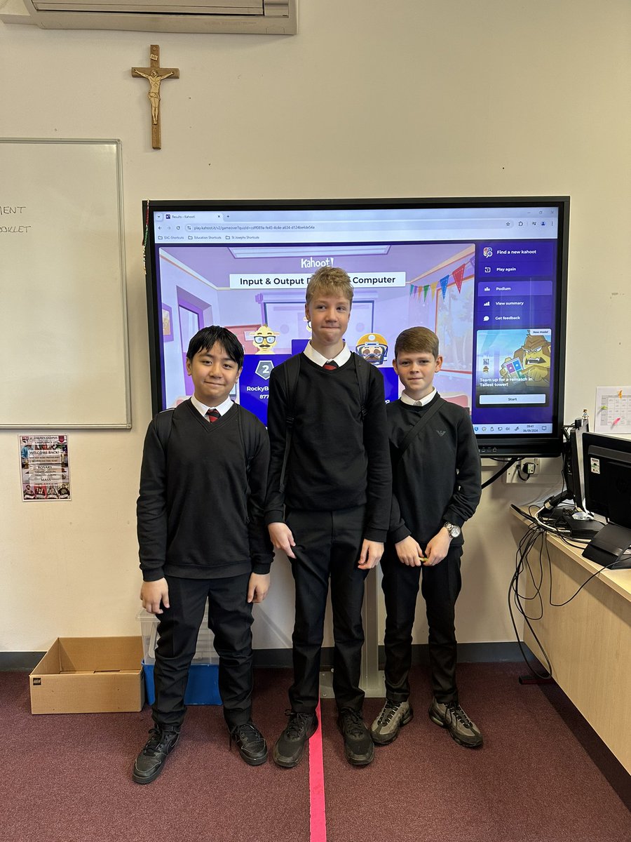 Well done to Ethan, Mack and Casey for topping the leaderboard in today’s Computer Systems <a href="/Kahoot/">Kahoot!</a> 🥳🖥️ <a href="/StJoAcad/">St Joseph's Academy</a> #ambition