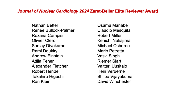 Attila Feher, MD, PhD (@attilafehermd) on Twitter photo I am honored to be one of the recipients of the <a href="/JNCjournal/">Journal of Nuclear Cardiology</a> 2024 Zaret-Beller Elite Reviewer Award. What an illustrious list to be part of <a href="/RBP0612/">Renée Bullock-Palmer MD FACC FAHA FASNC FASE FSCCT</a> <a href="/AndrewEinstein7/">Andrew Einstein</a> <a href="/HendelBob/">Bob Hendel</a> <a href="/RamiDoukky/">Rami Doukky</a> <a href="/roxanacampisi/">Roxana Campisi, MD, MTSAC, MASNC</a> <a href="/robertjhmiller/">Robert Miller</a> <a href="/SinghVasvi/">Vasvi Singh</a> <a href="/sanjaydivakaran/">Sanjay Divakaran</a> & many others #ASNC2024 <a href="/MyASNC/">ASNC Society</a> I am honored to be one of the recipients of the <a href="/JNCjournal/">Journal of Nuclear Cardiology</a> 2024 Zaret-Beller Elite Reviewer Award. What an illustrious list to be part of <a href="/RBP0612/">Renée Bullock-Palmer MD FACC FAHA FASNC FASE FSCCT</a> <a href="/AndrewEinstein7/">Andrew Einstein</a> <a href="/HendelBob/">Bob Hendel</a> <a href="/RamiDoukky/">Rami Doukky</a> <a href="/roxanacampisi/">Roxana Campisi, MD, MTSAC, MASNC</a> <a href="/robertjhmiller/">Robert Miller</a> <a href="/SinghVasvi/">Vasvi Singh</a> <a href="/sanjaydivakaran/">Sanjay Divakaran</a> & many others #ASNC2024 <a href="/MyASNC/">ASNC Society</a>