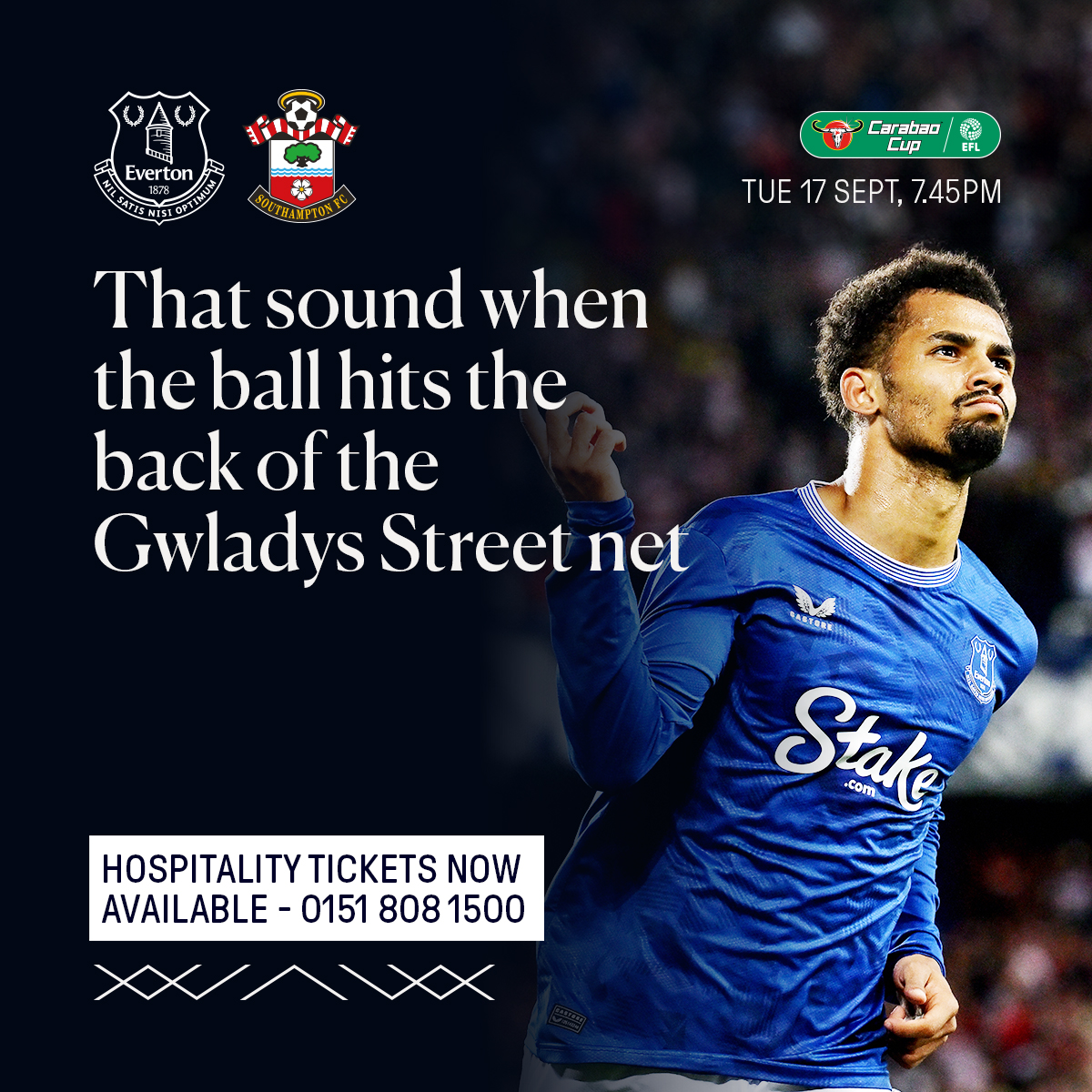 Experience the Everton vs. Southampton Carabao Cup Match in Style! ⚽

Get ready for an unforgettable game day with one of our hospitality packages! Join us for the ultimate match experience at Goodison Park. 

Call us on 0151 808 1500 to secure your seats.