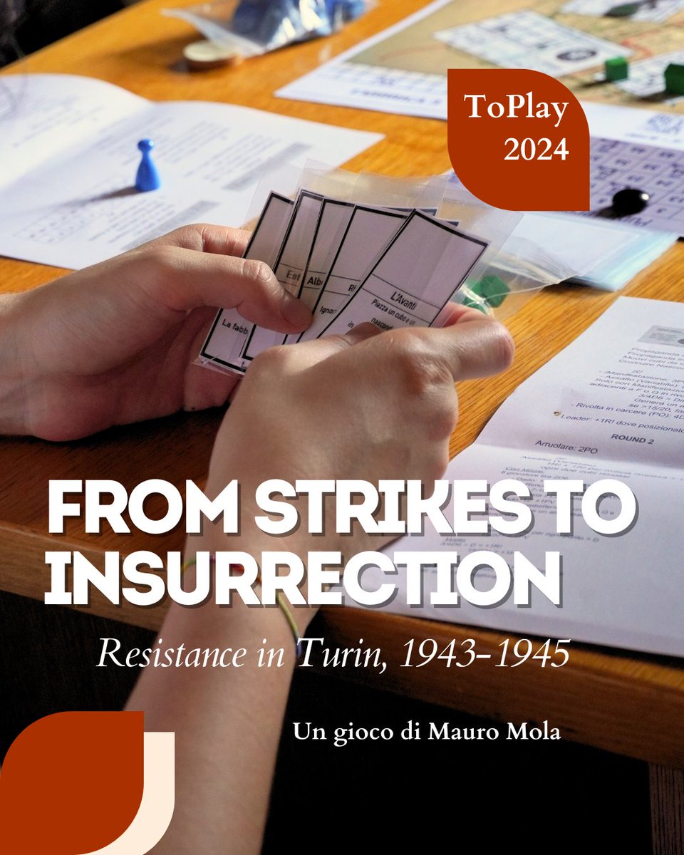 Domani e domenica al To Play troverete anche il gioco di Mauro Mola, sviluppato in collaborazione con Istoreto e con la supervisione di G. Alonge, E. Bricchetto e R. Fassone
Una simulazione della Resistenza a Torino dal '43 al '45

🗓️ 7-8/9
⌚️h. 10-19
📌 Parco della Tesoriera, To