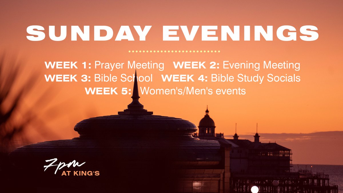 From this weekend there's something on every Sunday evening, 7pm at King's. So block out your diaries! This Sunday features our chilled-out evening meeting with worship, Bible teaching, prayer, hanging out and welcoming new friends — our doors are open to all.