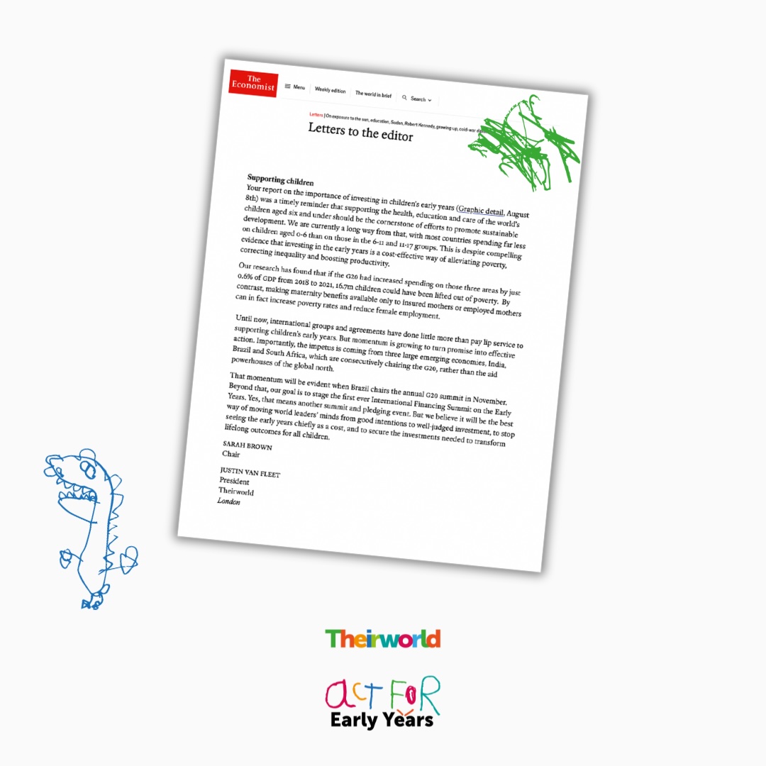Justin W. van Fleet (@justinvanfleet) on Twitter photo This week <a href="/TheEconomist/">The Economist</a> has published a letter by me and @Theirworld Chair <a href="/SarahBrownUK/">Sarah Brown</a> calling for greater investment in the #EarlyYears. If we want to meet the <a href="/UN/">United Nations</a> goals of eradicating poverty and inequality, we must #ActForEarlyYears: ow.ly/ztsq50TgzNs This week <a href="/TheEconomist/">The Economist</a> has published a letter by me and @Theirworld Chair <a href="/SarahBrownUK/">Sarah Brown</a> calling for greater investment in the #EarlyYears. If we want to meet the <a href="/UN/">United Nations</a> goals of eradicating poverty and inequality, we must #ActForEarlyYears: ow.ly/ztsq50TgzNs