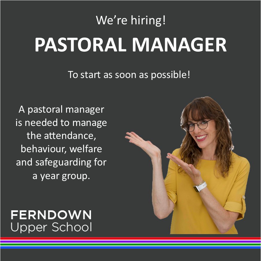 To find out more, visit our website! fernup.dorset.sch.uk/.../pastoral-m…

#vacancy #pastoralmanager