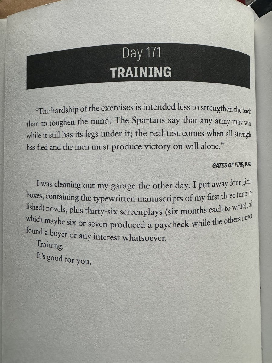 JEStew3's tweet image. My inspiration for today—this is what success looks like for Steven Pressfield, one of my favorite writers: 3 full manuscripts and 29 screenplays that never earned him a dime.  

1/2

#screenwritingtwitter

(Excerpt from The Daily Pressfield, which I can’t more highly recommend.)