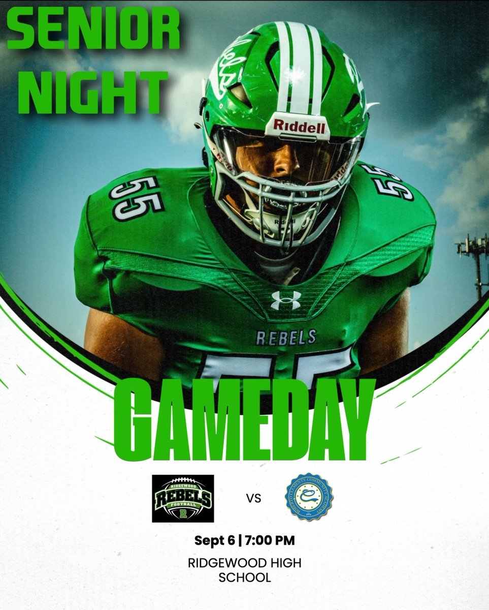 Ridgewood (1-0) vs (Chicago) Clemente (0-1) at 7:00pm at Ridgewood High School. 

Its Senior Night at Ridgewood.  Come out and support the Rebels. @JustBigPete